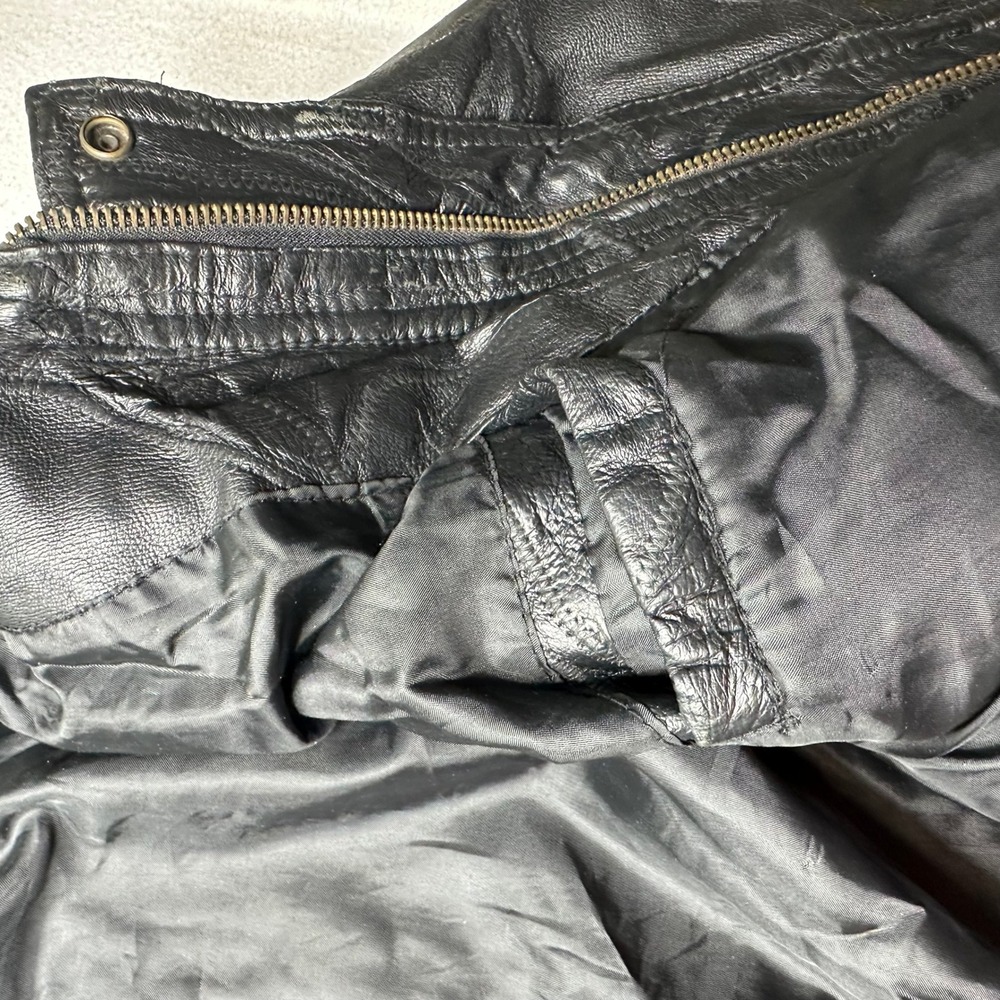 Flight Path Mens Black Leather Patchwork Bomber J… - image 14